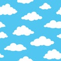 Cloudy Seamless Pattern on Blue Background Royalty Free Stock Photo