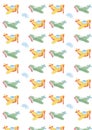 pattern design airplane yellow green transportion clouds