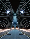 Pattern and Design of Bridge with car light trails Royalty Free Stock Photo