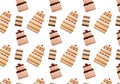 Pattern with different cakes on white background Royalty Free Stock Photo