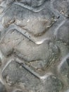 Pattern on the dirty used tire rubber Royalty Free Stock Photo
