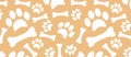 A pattern with dog footprints and a sweet bone. wrapping paper for shop zoo