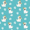 Pattern with dogs and traces of dog paws. Royalty Free Stock Photo