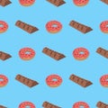 Pattern with donut and chocolate