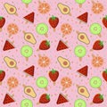 Pattern of doodle flat summer ice cream fruit