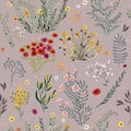 Pattern with doodle flowers