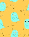 Pattern with draw bird