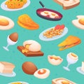 Pattern eggs. Seamless cartoon background with colored pictures of eggs exact vector template