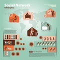 Pattern with elements of social infographic