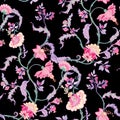 Pattern elements with stylized ornamental flowers