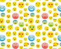 Pattern of emoticon elements collections with flat design illustrations