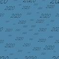 2020 pattern. Endless canvas. Vector. Sea wave background. Christmas. New Year