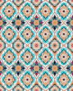 Pattern endless of oranges and blue linear flowers with shapes abstract for rapport in white background. Generative AI Royalty Free Stock Photo