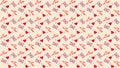 Pattern of Envelope, Love Lettering and Winged Heart Shape on Pink Background. Used for Valentine's Day.