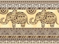 Pattern with ethnic patterns and elephant Royalty Free Stock Photo