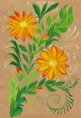 Pattern in ethnic style. Petrikovskaya painting. Flower composition. Stylized flowers. Use printed materials, signs, objects, webs