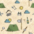 Pattern with expedition tents.