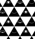 Pattern with eyes and lips. Open and closed eyes in triangle. Royalty Free Stock Photo