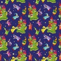 Pattern of the fabulous houses and magic little gnomes