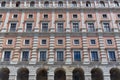 Pattern facade windows and balconies view at the neoclassic military building at the AlcÃÂ¡zar of Toledo main facade Royalty Free Stock Photo