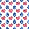 Pattern of faceted gemstones in blue and red. Royalty Free Stock Photo