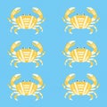 Cheerful pattern featuring yellow crabs on a light blue background. Royalty Free Stock Photo