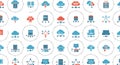 Pattern features various icons related to cloud computing and data storage. Symbols Royalty Free Stock Photo