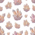 Pattern featuring clusters of quartz crystals, illustratively rendered with a range of Royalty Free Stock Photo