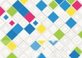 Pattern featuring colorful squares and diamonds in blue, pink, yellow, Royalty Free Stock Photo