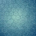 Pattern featuring a grid of interconnected hexagons and cubes outlined Royalty Free Stock Photo
