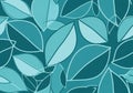 Pattern featuring overlapping leaf shapes in shades of teal and Royalty Free Stock Photo
