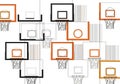 Pattern featuring a series of stylized basketball hoops and backboard Royalty Free Stock Photo