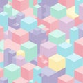 Pattern featuring a three dimensional isometric design with pastel colored Royalty Free Stock Photo