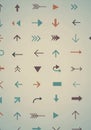 Pattern featuring a variety of arrows in different directions and styles, including straight, Royalty Free Stock Photo