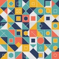 Pattern featuring a variety of shapes including circles, squares, triangles, Royalty Free Stock Photo