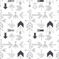 Pattern featuring various arrow designs in black and gray on a Royalty Free Stock Photo