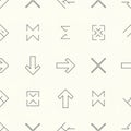 Pattern featuring various geometric symbols and arrows in a minimalistic Royalty Free Stock Photo