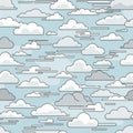 Pattern featuring various stylized clouds in shades of white and Royalty Free Stock Photo