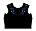 Top with blue floral embroidery . front view