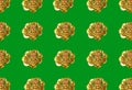 Pattern with a figure of a money toad or money frog on a green background. Symbol of wealth, Feng Shui Royalty Free Stock Photo