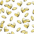 Pattern with fish oil capsules Royalty Free Stock Photo