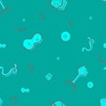 Pattern of five types of viruses on a turquoise background. Pattern for face mask. Royalty Free Stock Photo