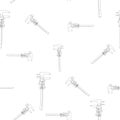 Pattern of flat just a vernier caliper and a digital vernier caliper. Linear design. On a white background. Tools for