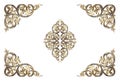 Pattern of flower carved frame on white