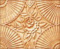 Pattern of flower carved on wood Royalty Free Stock Photo