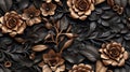 Pattern of flower carved on wood background Royalty Free Stock Photo