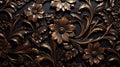 Pattern of flower carved on wood background Royalty Free Stock Photo