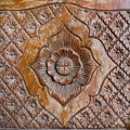 Pattern of flower carved on wood background Royalty Free Stock Photo