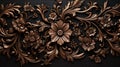 Pattern of flower carved on wood background Royalty Free Stock Photo