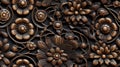 Pattern of flower carved on wood background Royalty Free Stock Photo